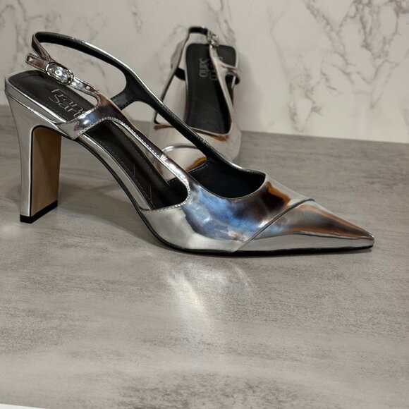 NEW! Franco Sarto "Amina," Silver Slingbacks - Picture 5 of 10